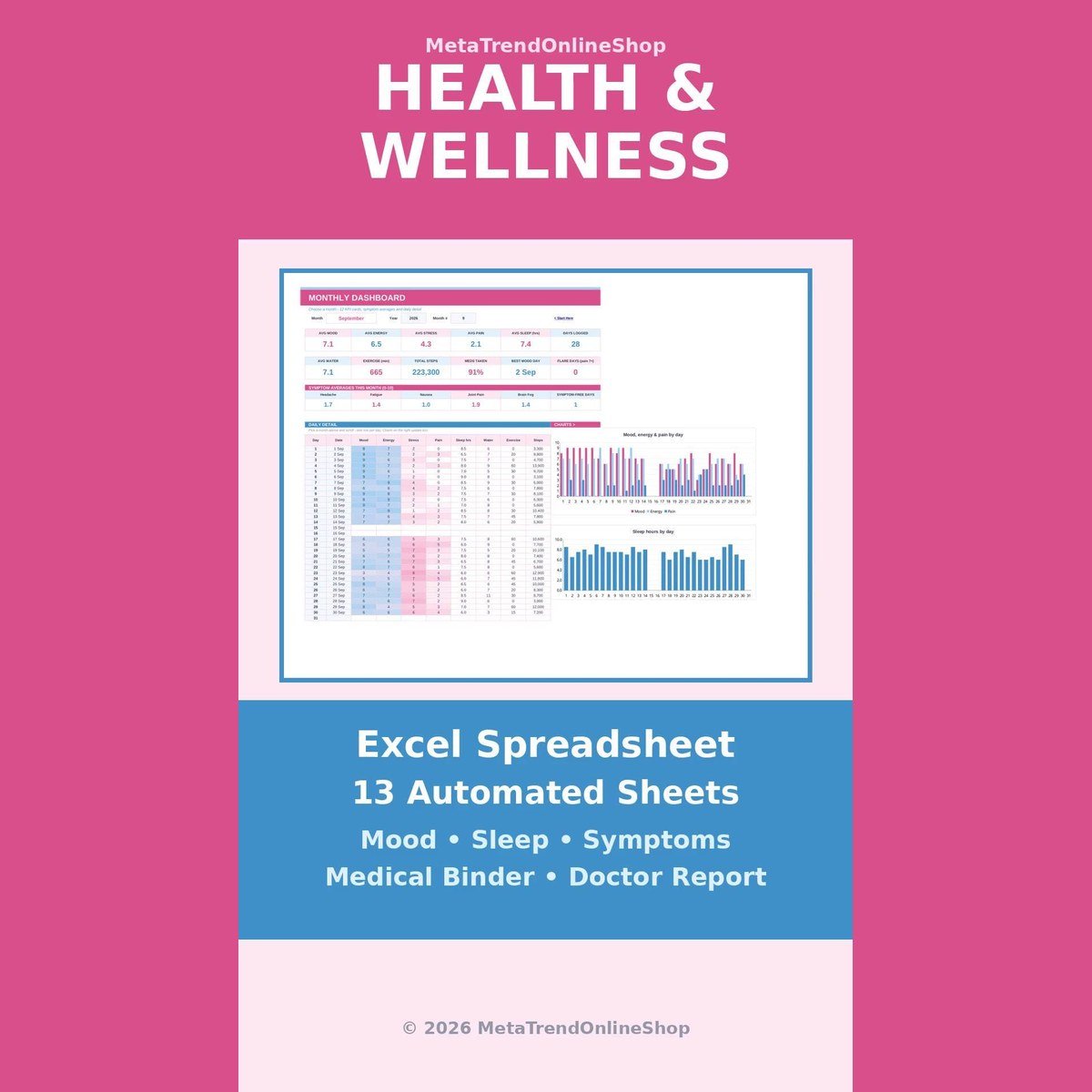 Health & Wellness Tracker for Excel — $7.50 — view 2