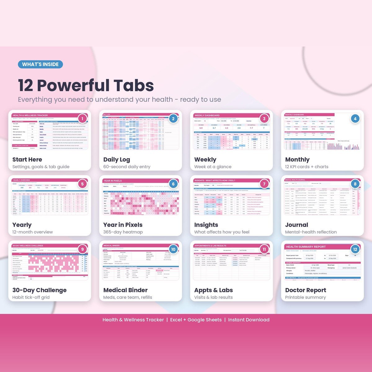 Health & Wellness Tracker for Excel — $7.50 — view 3