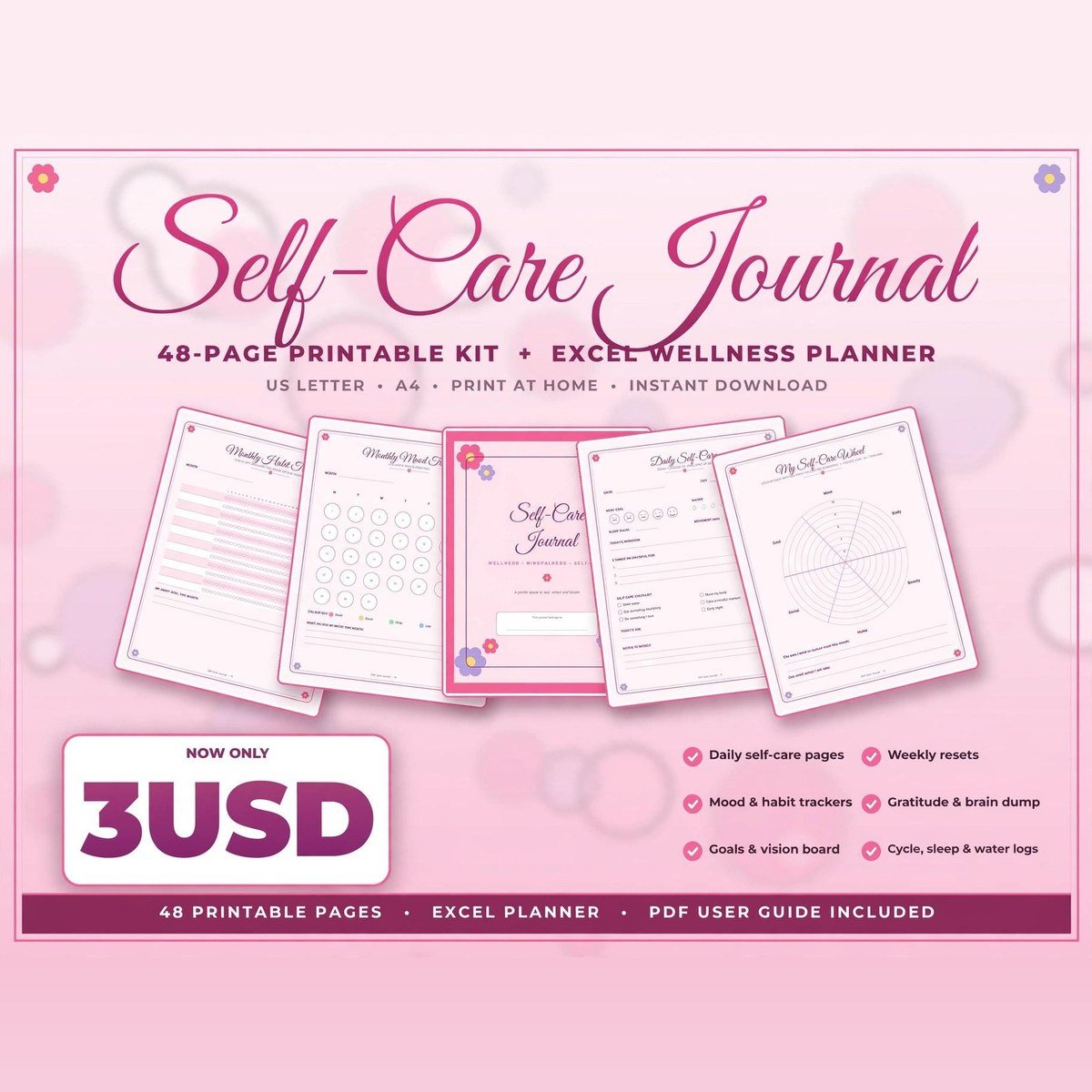 Self-Care Journal & Wellness Planner Bundle — $3 — view 2