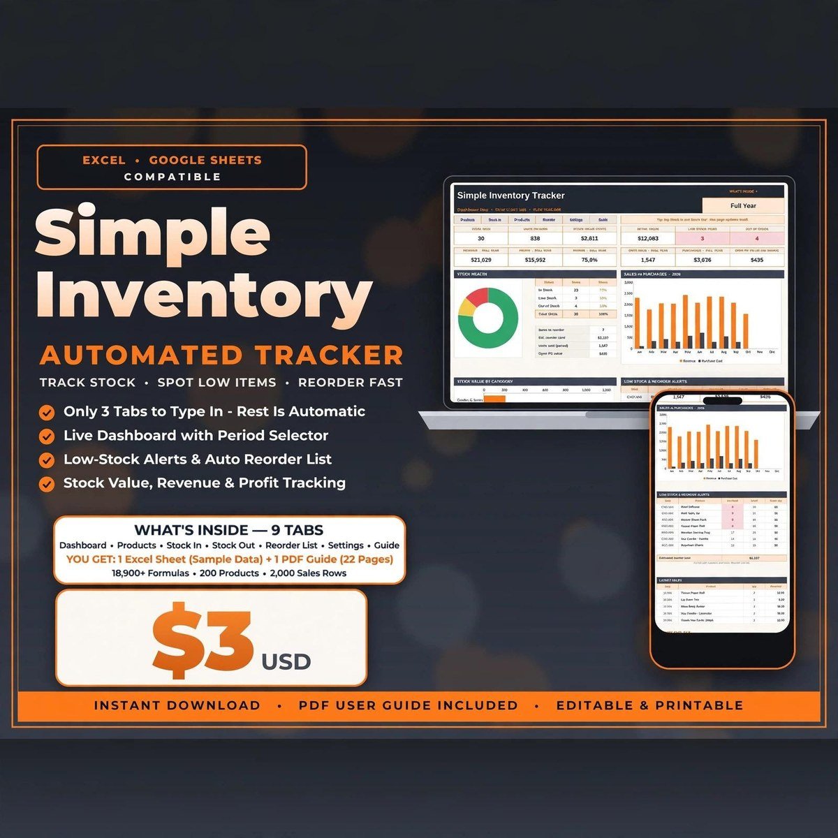 Simple Inventory Automated Tracker — $3 — view 2